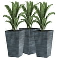 thumbnail image 2 of Outsunny Set of 3 Tall Planters with Drainage Hole, Outdoor Flower Plant Pots, Indoor Planters for Porch, Front Door, Entryway, Patio and Deck, Gray, 2 of 9