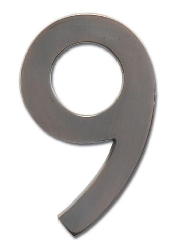 Solid Cast Brass 5 in. Dark Aged Copper Floating House Number 9