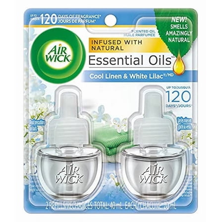 Air Wick Plug in Scented Oil Refill, 2 ct, Fresh Linen, Air Freshener, Essential Oils