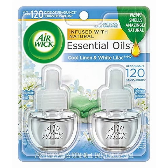 Air Wick Plug in Scented Oil Refill, 2 ct, Fresh Linen, Air Freshener, Essential Oils