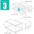 thumbnail image 4 of Fridge Drawers - Clear Stackable Pull Out Refrigerator Organizer Bins - Food Storage Containers for Kitchen, Freezer, Vanity & Fridge (3 Pack | 1 Large, 2 Small Stackable Drawer Bins) Transparent 3, 4 of 5