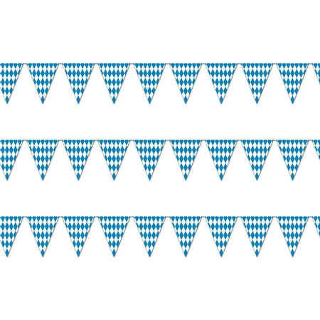 Beistle S50970AZ3 Oktoberfest Pennant Banner 3 Piece, Blue/White