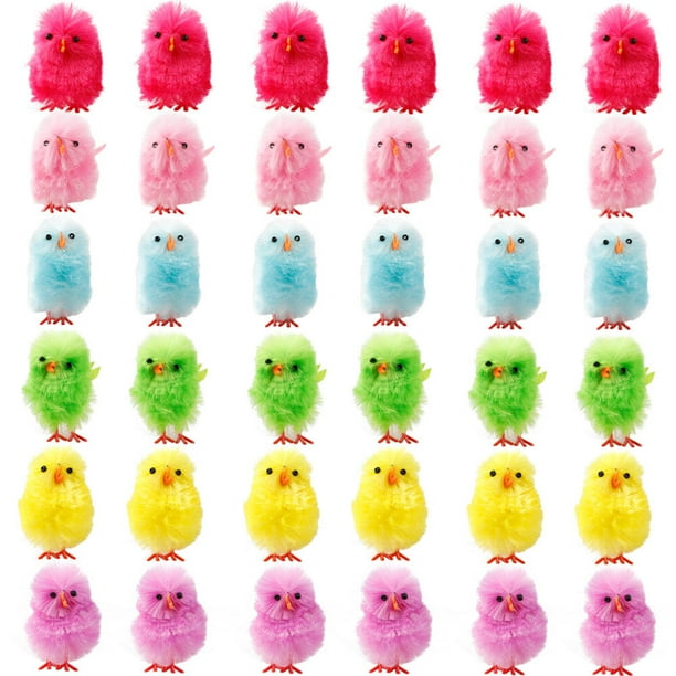 36 Mini Pollitos de Pascua Colores del Arco Iris Pollitos de Pascua para Decoraciones de Exhibición de Fiesta de Pastel de Huevo de Pascua ANGGREK Otros