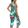 thumbnail image 4 of hxobax Tie Dye Pajamas Set Womens Casual Crewneck Sleeveless Tank Tops and Capri Pants Loungewear Sleepwear 2 Piece PJ Sets Cropped Trousers Set Nightwear Matching Sets House,#04_Mint Green,Small, 4 of 6