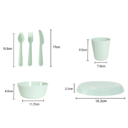 

WISTIC Kids Cutlery Set 1 Set Dining Food Grade Useful Smooth Surface Bowl Plate Cup Set