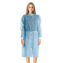 Blue Disposable Isolation Gowns, 45 GSM SPP with Back Ties, 50 Count, One Size