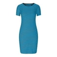 thumbnail image 7 of Hvot&aat Women's Stripe Bodycon Dress Short Sleeve Round Neck Slim Fit Dresses Casual Comfortable Pencil Dress, 7 of 7