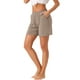thumbnail image 4 of Pantalones cortos de pijama de modal para mujer INSPIRE CHIC, suaves y cómodos, con bolsillos, pantalones cortos elásticos de boxeador, ropa de dormir, color beige, 4 of 6