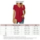 thumbnail image 3 of Blusas de gasa elegantes de verano para mujer, cuello en V, manga corta de pétalo, camisetas básicas plisadas informales, rojo S, 3 of 3