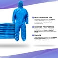 thumbnail image 3 of Disposable Coveralls with Hood, 25 pack, 2X-Large, SMS Fabric, Blue, 50 gsm, Front Zipper, 3 of 8