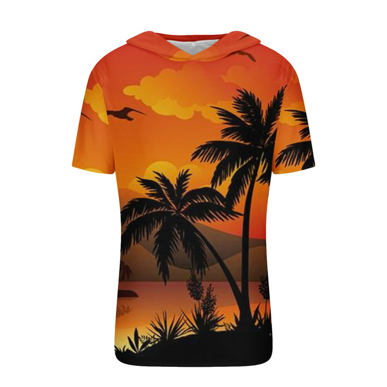 JWZUY Short Sleeve Pullover Lightweight Hawaii Hoodie Shirts For