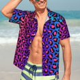 thumbnail image 7 of Pofeuu Leopard Neon Rainbow Gradient Print Hawaiian Shirt for Men Sleeves Casual Button Down Summer Beach Dress Shirts T-Shirts,3X-Large, 7 of 7
