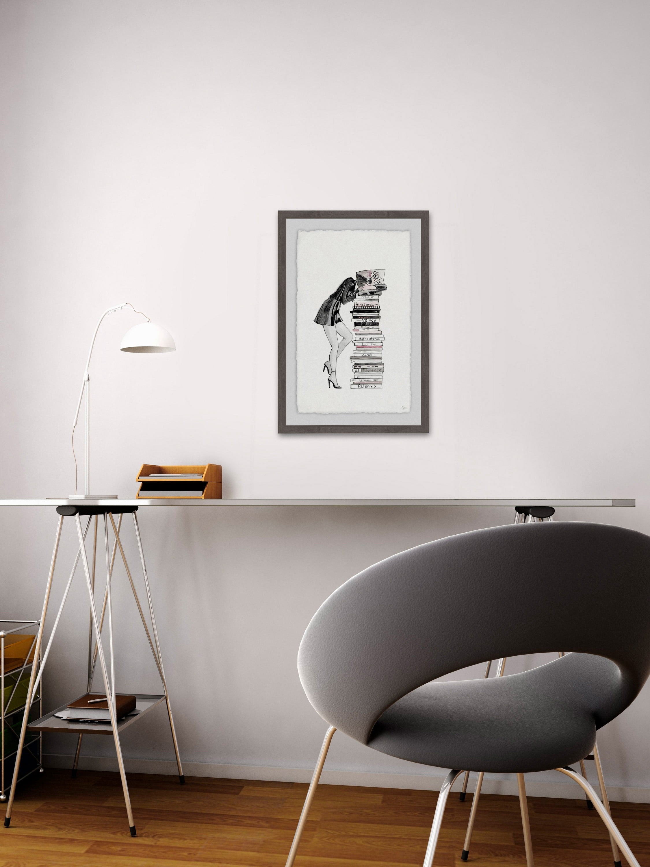 Stack of Books Framed Painting Print