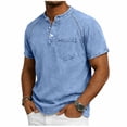thumbnail image 2 of Miqool Washed Denim Shirt for Man Short Sleeve Collared Casual Lightweight Ruched Summer Jean Top with Chest Pockets, 2 of 8