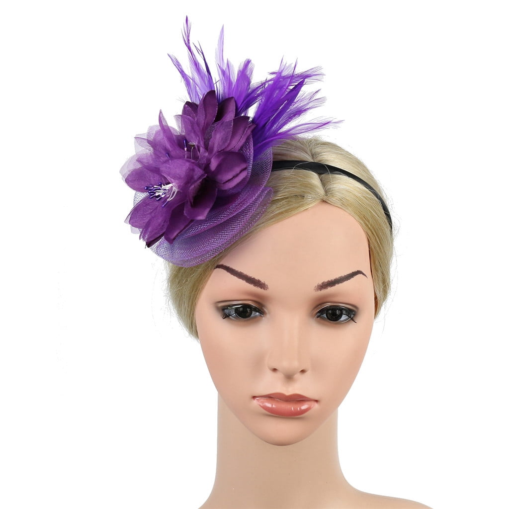 Elegant Women\'s Fascinator Hat with Flower and Feathers for Wedding Derby Women main image 4