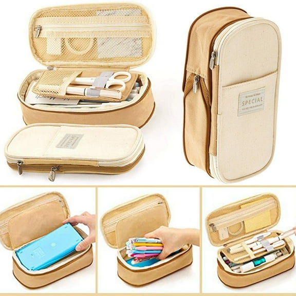 Cheap Gifts Under 5 Dollars Large Capacity Zipper Pencil Case Pen Pouch Bag Office Student Canvas Stationery