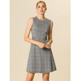 thumbnail image 3 of Vestido de Tweed Unique Bargains a cuadros sin mangas Blanco negro S, 3 of 6