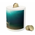 thumbnail image 3 of Turtle Piggy Bank, Green Turtle Swimming Underwater Sunbeams Aquatic Wildlife Picture, Ceramic Coin Bank Money Box for Cash Saving, 3.6" X 3.2", Pale Brown Dark Blue, by Ambesonne, 3 of 4