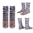 thumbnail image 2 of Calcetines unisex de algodón con estampado de huellas de animales, calcetines elásticos con estampado 3D para pies (gato para adultos), 2 of 8