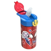 Zak Designs 15.5 oz Kids Water Bottle Stainless Steel with Push-Button Spout and Locking Cover, Marvel Spider-Man