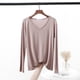 thumbnail image 3 of Autumn V Neck Tshirt Long sleeves Soft comfortable T-shirt Solid color Basic Bottoming Tee Tops O Neck undershirt, 3 of 5