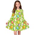 thumbnail image 2 of Girls Easter Dresses Mint Green Long Sleeve Bunny Floral Print Skater Dress Easter Church Spring Party,Size 11-12 T, 2 of 7