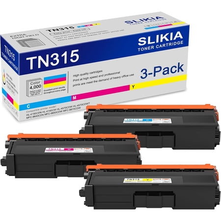 3-Pack C/M/Y TN315 Toner Cartridge: Compatible TN315 TN-315 Replacement for Brother HL-4150CDN HL-4140CW HL-4570CDW HL-4570CDWT MFC-9640CDN MFC-9650CDW MFC-9970CDW Printer