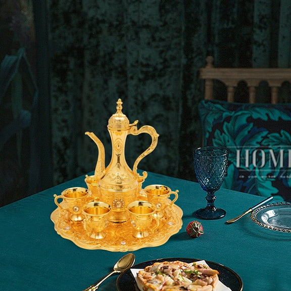 Turkish Tea Set Vintage Coffee Set W/ Pot  6 Cups for Wedding Christmas Birthday