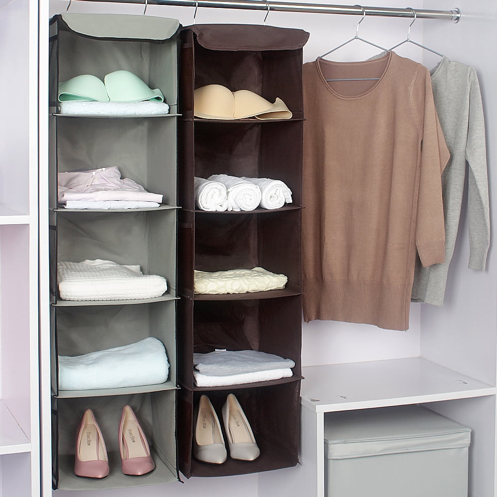 Hanging Closet Organizers 5Shelf Fabric Closet Hanging Type Multi