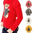 thumbnail image 2 of Chandail d'Hiver pour Garçon Fille Cartoon Bear Tricoté Col Bas, 2 of 7