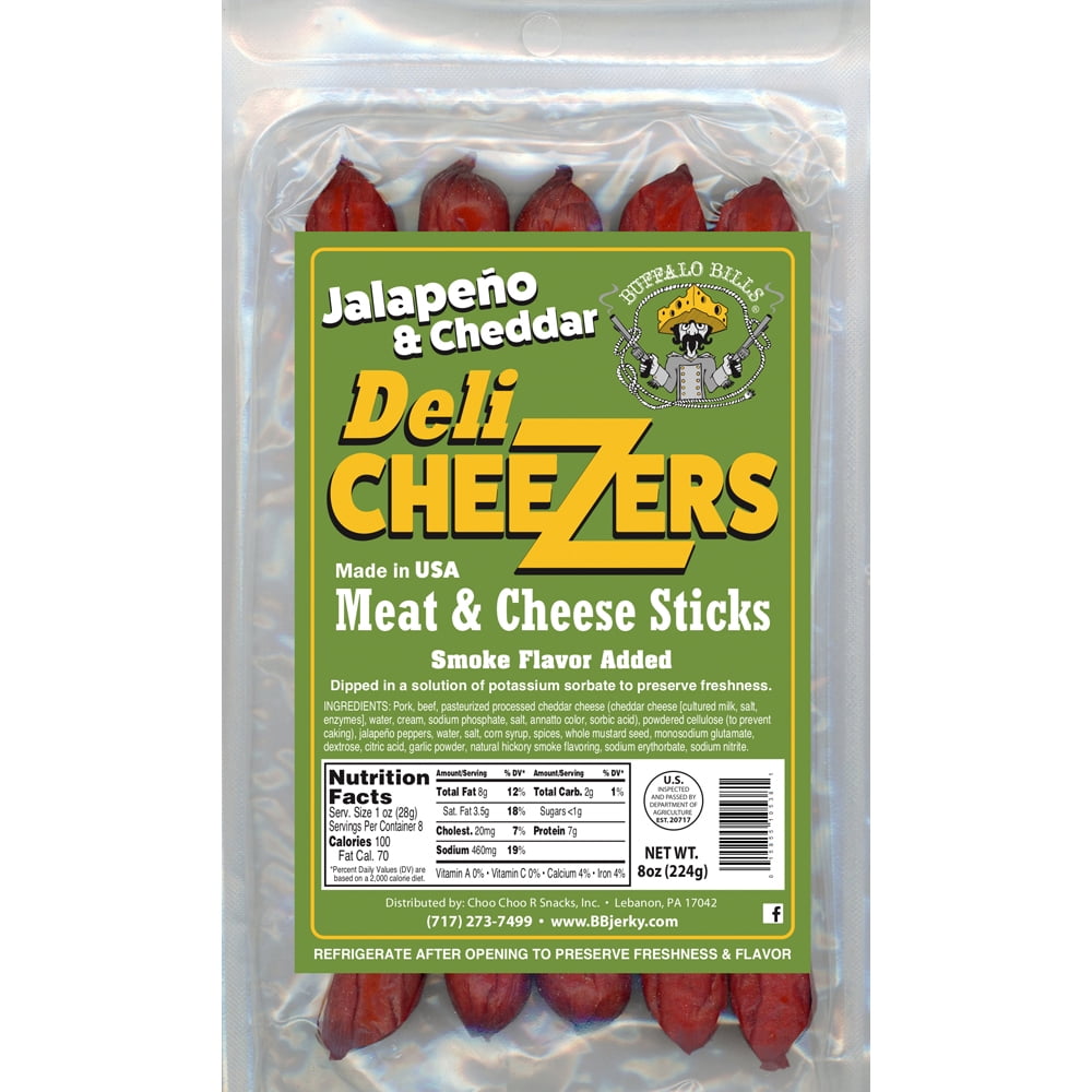Buffalo Bills 8oz Jalapeno & Cheese Deli CheeZers (Meat & Cheese Sticks) – Four 8oz Packs