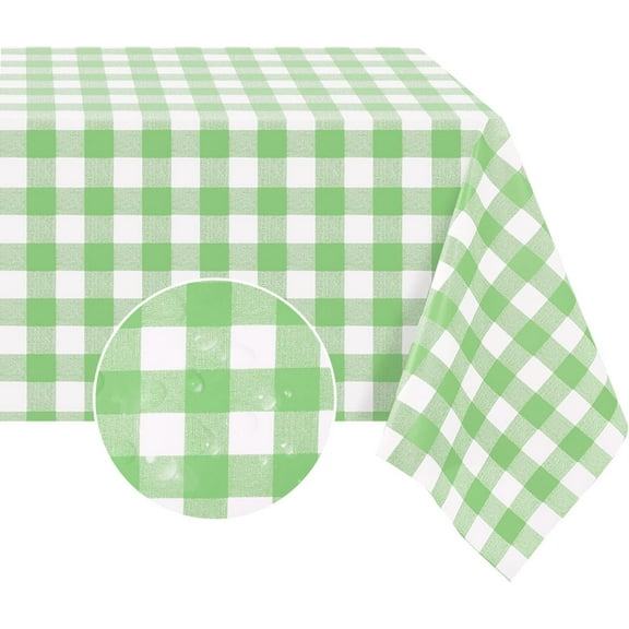 Rectangle Vinyl PVC Tablecloth, 100% Waterproof Buffalo Plaid Plastic Table Cloth, Oil Proof Heavy Duty Wipeable Table Covers for Dining/Camping/Picnic/Outdoor - 52 x 78, Light Blue