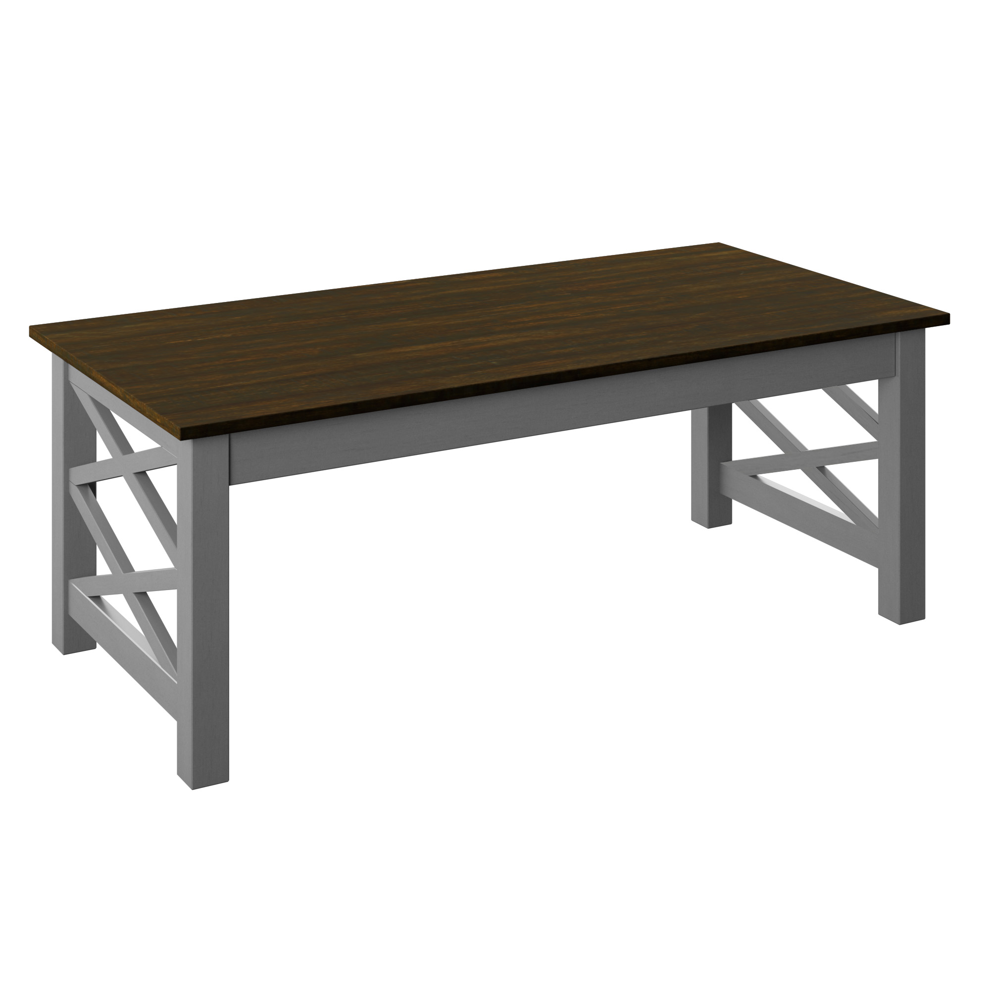 Twin Star Home Modern Farmhouse Coffee Table with Criss-Cross Details in Antique Gray - image 3 of 5