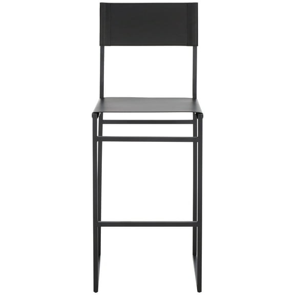 SAFAVIEH Layne Scandinavian Style Rectangle Barstool, Black (18 in. W x 18 in. D x 43 in. H)