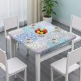 thumbnail image 3 of Blue Floral Leaf Pattern Square Fitted Tablecloth with Elastic Edge,Square Table Cover,Washable Elastic Table Cover for Home Kitchen Party Decor 36"x36", 3 of 6