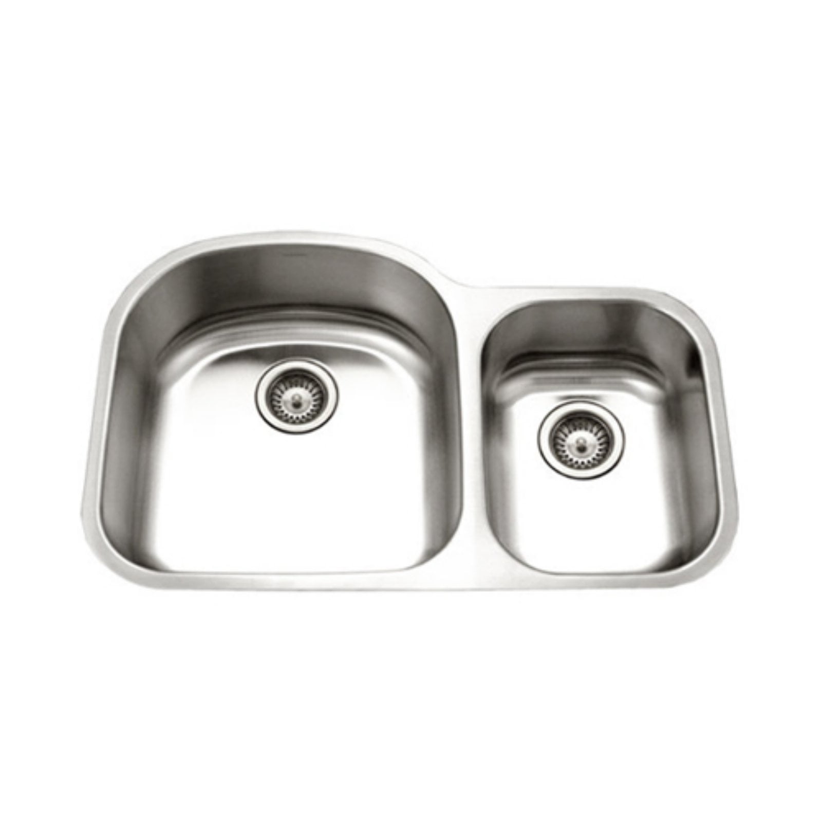 Houzer STC-2200SR-1 Eston Series Undermount Stainless Steel 70/30 Double Bowl Kitchen Sink, Small Bowl Right, 18 Gauge