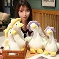 thumbnail image 4 of Lomubue Duck Plush Toy Wear Hat Cute Flowers Decor PP Cotton Filling Soft Accompany Hugging Pillow Cartoon Couple Duck Doll Stuffed Animal Toy Christmas Gift, 4 of 10