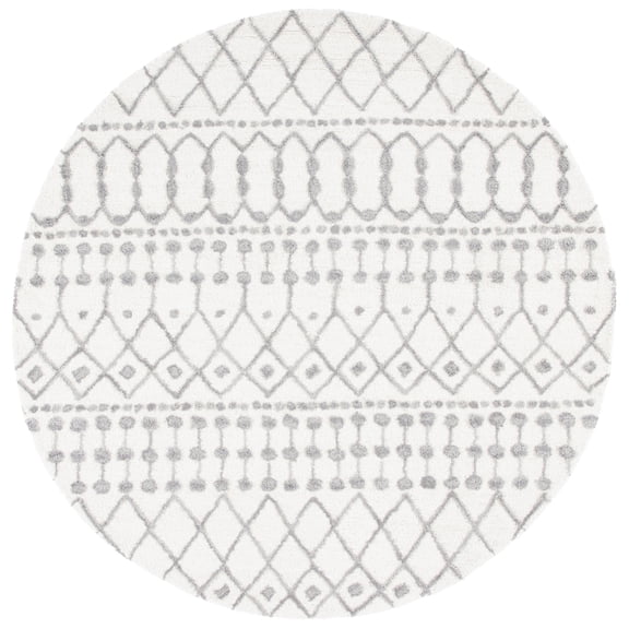 SAFAVIEH Blossom Aspen Geometric Wool Area Rug, Ivory/Grey, 6' x 6' Round
