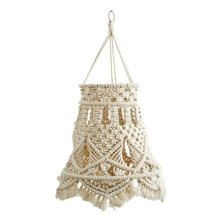 

Boho Lamp Shade | Hangings Macrame Lamp Shade | Ceiling Lampshade Pendant Light Covers Woven Pendant Light Shade Bohemian Lamp Shade for Living Room Bedroom Bathroom