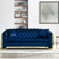 thumbnail image 7 of 81 Inch Velvet Sofa Set for Living Room, 3 Seat Modern & Luxury Chesterfield Couch Sofa with Tufted Back&Gold Stainless Legs for Apartment, Office 2 Pillows Included Navy, 7 of 7