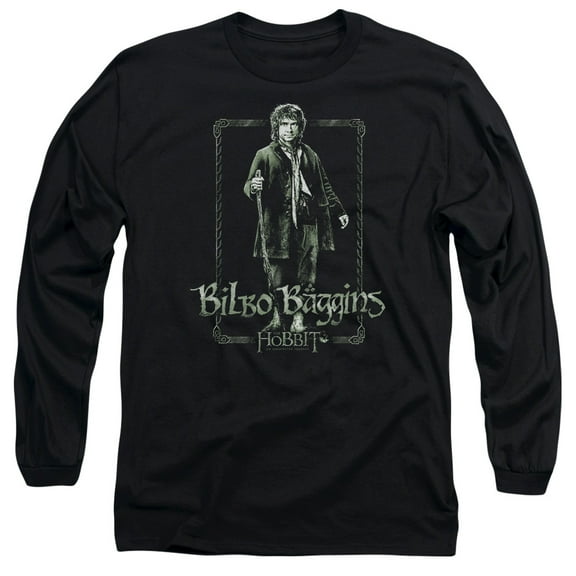 The Hobbit Bilbo Stare Long Sleeve Adult 18/1 T-Shirt Black