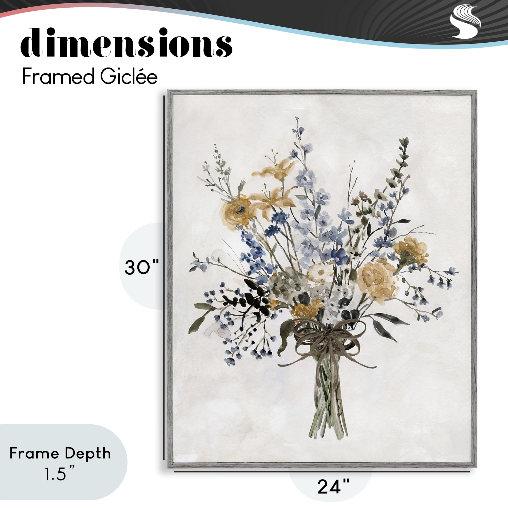 Stupell Industries Delicate Botanicals Bushel Gray Framed Giclee Art, design by Carol Robinson