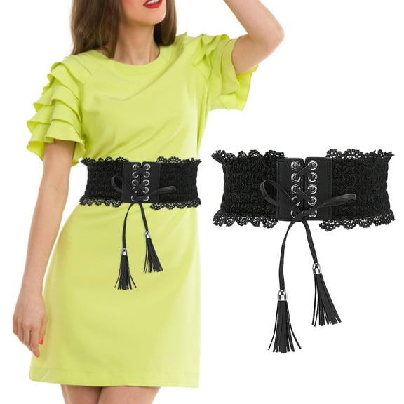 Baqcunre Belts for Women, Women's Fashion Vintage Wide Waist Belt Elastic Stretch Belts with Interlock Buckle, Womens Belt, Western Belts for Woman