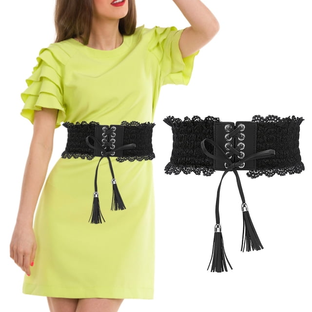 Ceinture à Moins de 10 $ Ceinture Noire pour Femme Mode Vintage Grand Ceinture de Taille Ceintures Élastiques Extensibles avec Boucle à Emboîtement