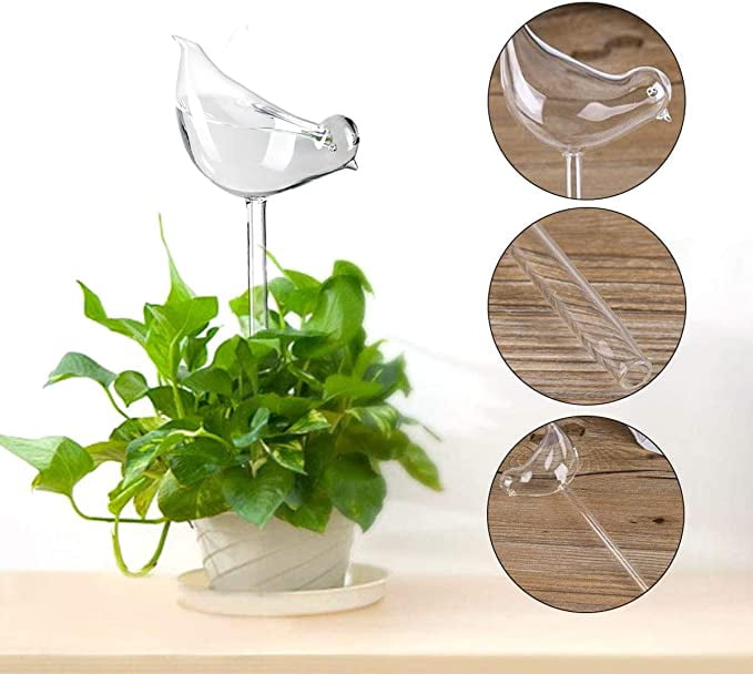 Cute Pig Plant Waterer Watering Bulbs Clear Glass Aqua Bulbs for Both Indoor and Outdoor Tomorotec 2 Pack Durable Glass Self-Watering Globes