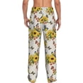 thumbnail image 3 of Uemuo Bird Sunflowers Pattern Men's Wide Leg Palazzo Lounge Pants with Pockets Light Weight Loose Comfy Casual Pajama Pants-X-Large, 3 of 9