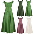 thumbnail image 3 of yoeyez Wedding Guest Costume Women Medieval Peasant Dress Sleeveless Corset Dress Pirate Viking Costumes for Party Army Green,S, 3 of 3