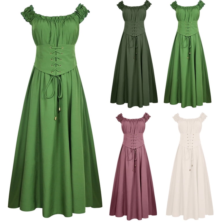 yoeyez Wedding Guest Costume Women Medieval Peasant Dress Sleeveless Corset  Dress Pirate Viking Costumes for Party Pink,2XL - Walmart.com
