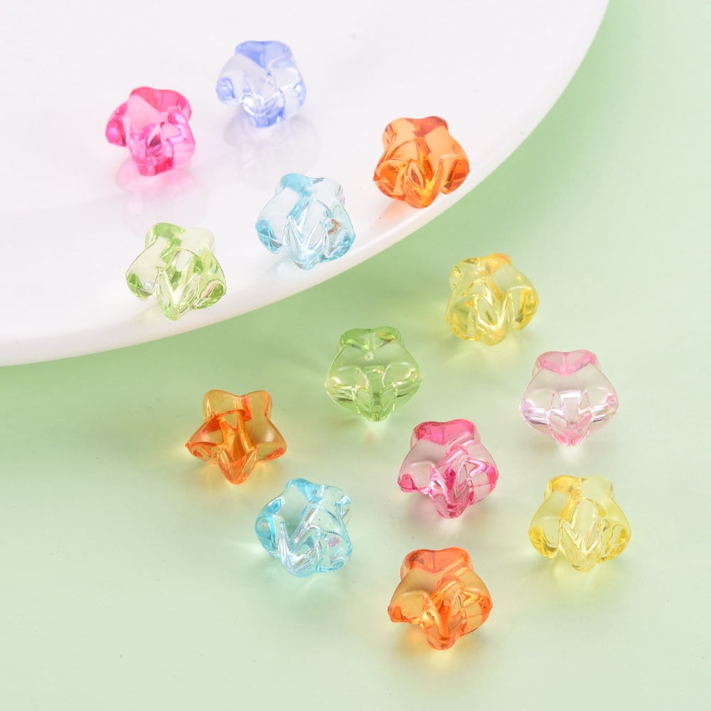 500gs 1-Hole Transparent Acrylic Buttons Star Mixed color 13.5x14x11.5mm Hole: 3mm about 467pcs/500g