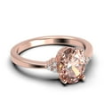 thumbnail image 2 of Dazzling Minimalist 1.50 Carat Oval Cut Morganite And Diamond Moissanite Engagement Ring, Wedding Ring in 925 Sterling Silver With 18k Rose Gold Plating Gift For Loveria, Promise Ring, 2 of 3